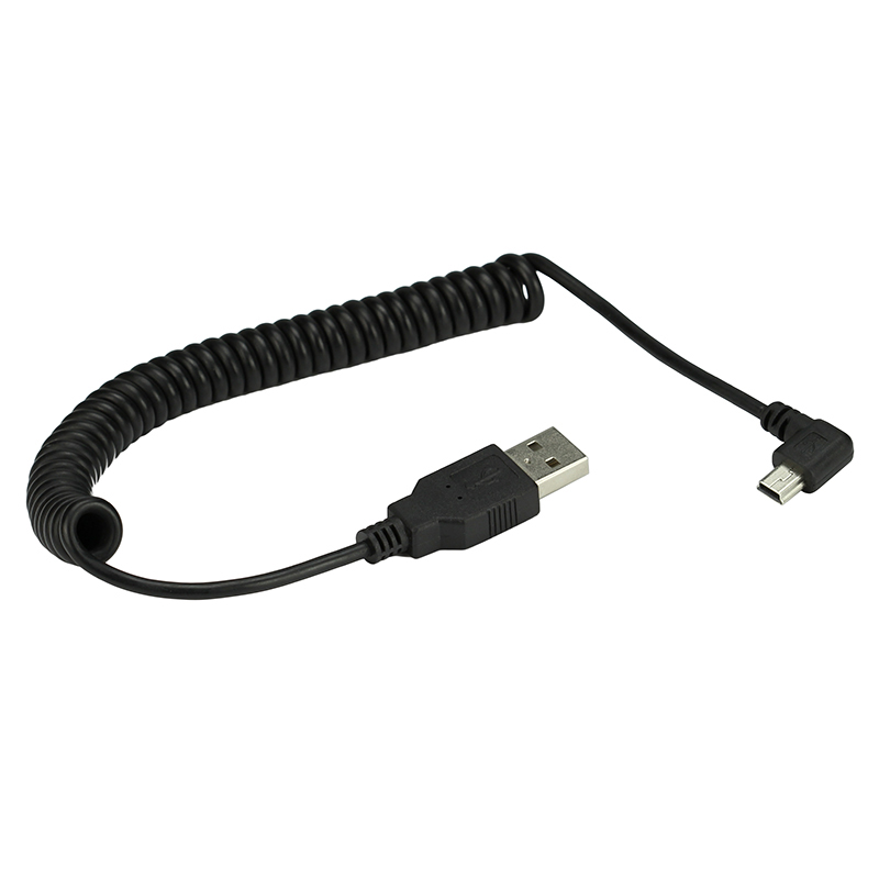 Coiled Usb Cable - MINI ressort coudé à gauche ou