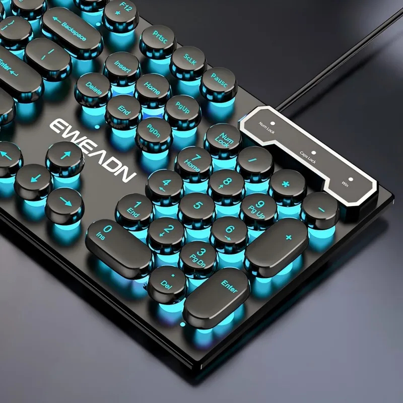 Gaming Keyboard Mechanical Wireless - Ensemble clavier et souris rétro-punk à