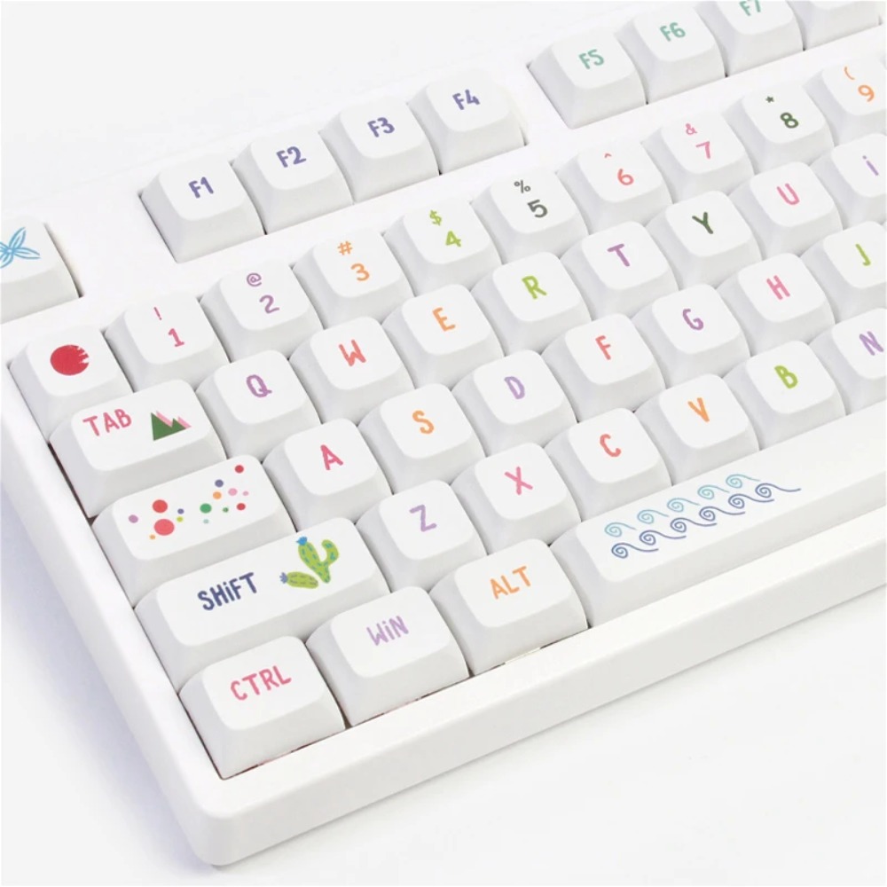 Gaming Keyboard Tkl - Capuchons de touches artistiques d'été vibrants,