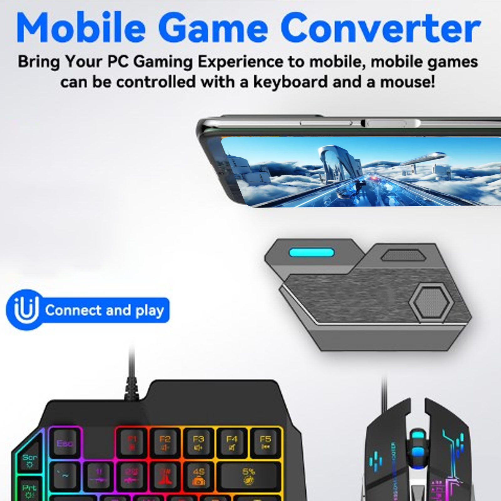 Gaming Keyboard Bluetooth - Pack combiné de jeu Mobile, connexion