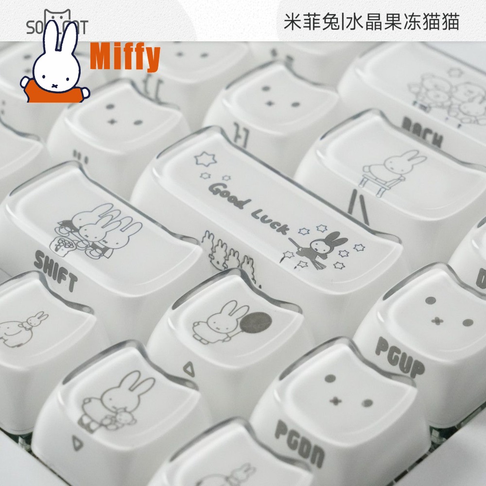 Gaming Keyboard Typewriter - Capuchons de touches Kawaii Miffy, lapin