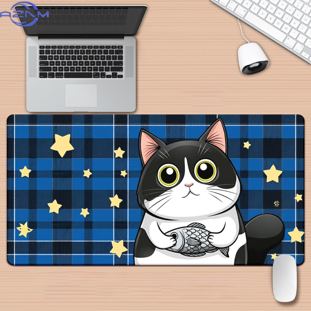 Gaming Keyboard Blue - Tapis imprimé HD avec motif chat