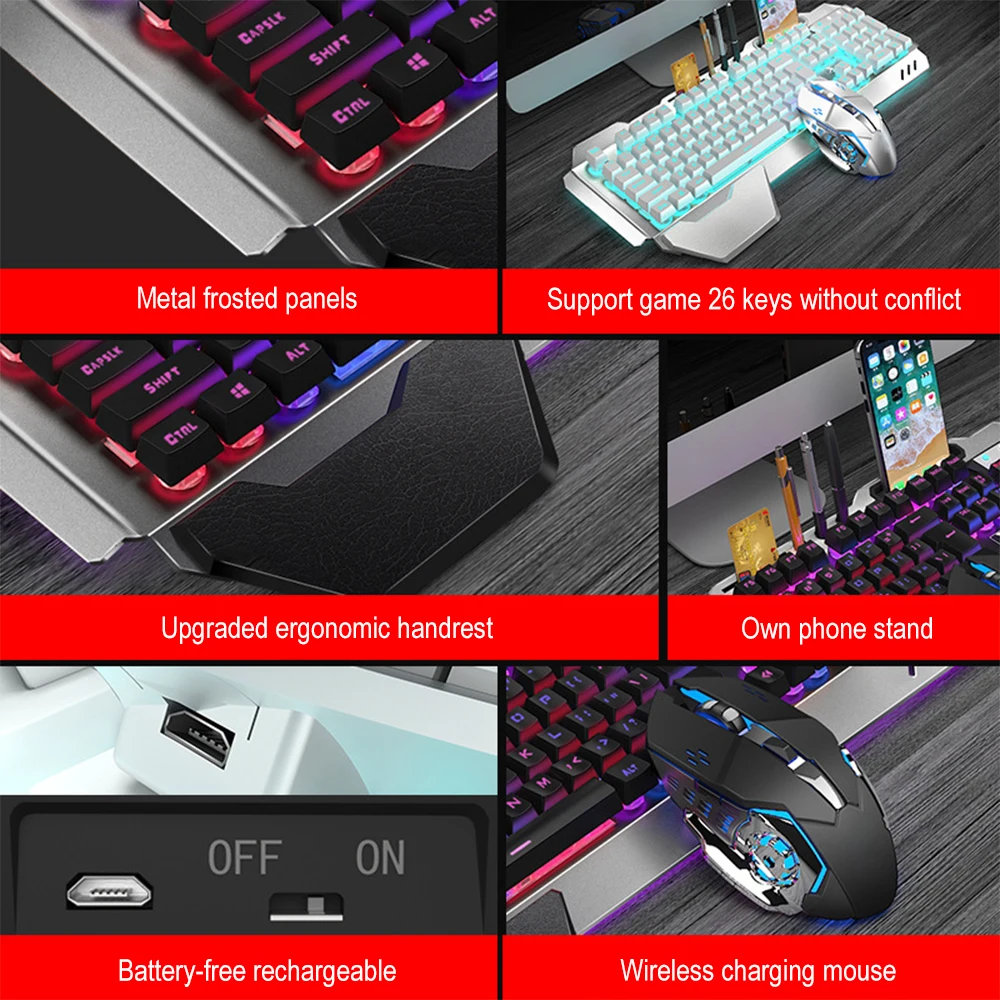 Ensemble clavier et souris san - Gaming Keyboard Mechanical Wireless avis et prix