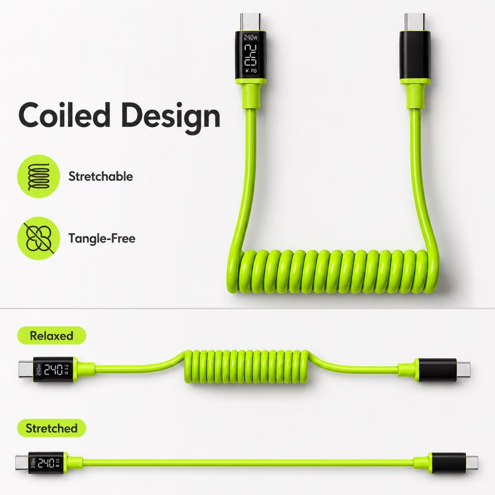 Câble de charge enroulable USB - Coiled Usb Cable avis et prix